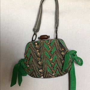 Jamin puech clutch, tigers eye beading and ties